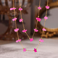 Pink Natural Stone Gold Tone Station Necklace And Bracelet view 2