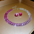 Graduated Crystal Choker Necklace and Stud Earring Set view 6