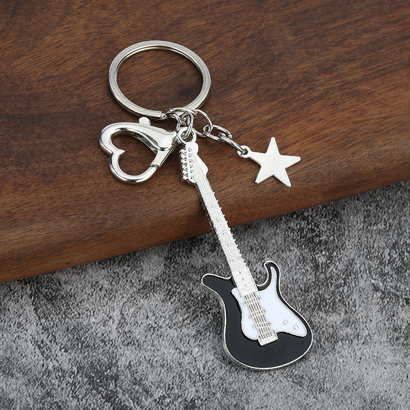 Electroplated Guitar Zinc Alloy Keychain Bag Charm Gift Accessory