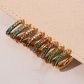 Slim Crystal Hoop Earrings in Seven Gold Tone Color Styles view 3
