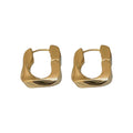Sculpted Square Hoop Earrings in Gold and Silver Tone view 5