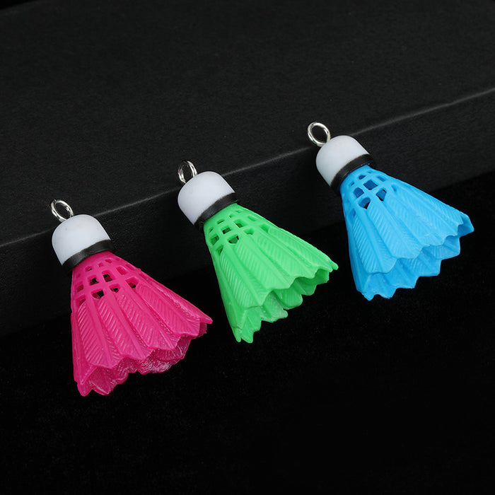 Simulated Plastic Badminton Shuttlecock Charms Six Colors