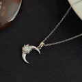 Crescent Moon And Sun Center Pendant Necklace In Four Styles view 4