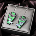 Silver Tone Coffin Printed Acrylic Hook Earrings in Six Designs view 2