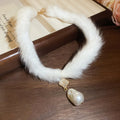 White Fuzzy Collar Necklaces with Three Pendant Designs view 1