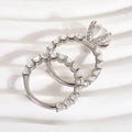 Round Solitaire And Baguette Two-Ring Set In Silver Tone view 3
