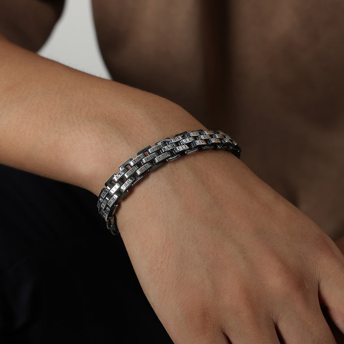 Watch Band Style Link Bracelet Gold Steel Or Black 20cm