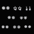 Assorted Clear Stone Stud Earrings In Eight Geometric Designs view 3