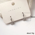 Silver Tone Double Circle Drop Huggie Earrings with Polished Finish view 5