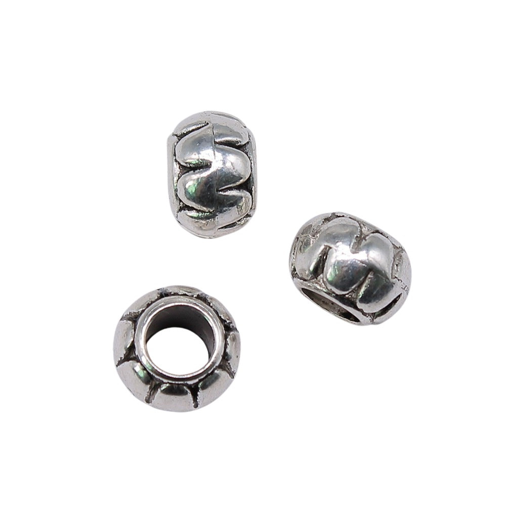 11x11x7mm 2.3g Antique Silver Zinc Alloy Carved Large Hole Spacer Beads for Bracelet Necklace DIY Jewelry