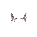 Silver Purple Crystal Butterfly Stud Earrings Lavender Wings view 5