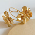 Gold Dual Motif Spiral Arm Cuffs Floral Leaf Shell Styles view 12