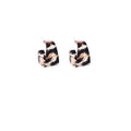 Gray Leopard and Red Acrylic Square Open C Hoop Earrings view 5