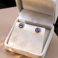 Round Blue Evil Eye Necklace and Stud Earring Jewelry Set view 4