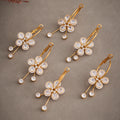 Crystal Five Petal Flower Drop Earrings in Three Metal Finishes view 1
