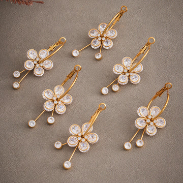Crystal Five Petal Flower Drop Earrings in Three Metal Finishes
