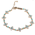 Crystal Flower Link Bracelets Turquoise Accent Silver Rose Gold view 5