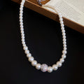 Graduated Pearl Crystal Accent Necklace Decorative Jewelry view 6