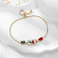 Gold Tone Pressed Flower Crystal Heart Slider Bracelets in Nine Designs view 6