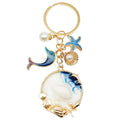 Blue Dolphin Starfish Shell and Faux Pearl Ocean Charm Keychain view 5