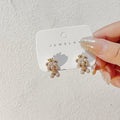 Beige Fuzzy Crown Teddy Bear Novelty Small Stud Earrings view 3