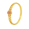 Hinge Bangle Curb Chain Oval Zircon Disc Gold Silver Steel view 5