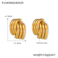 Multi-Layer Crossed Tube Stud Earrings Gold Or Steel view 6