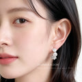 Silver Daisy Flower C Shape Hoop Earrings Pair Set view 2