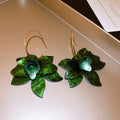 White Resin Flower Hoop Earrings With Gold Tone Hooks view 8
