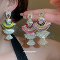 Fan Crystal Necklace Or Earrings In Purple Pink Or Green view 2