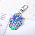 Silver Tone Printed Hamsa Acrylic Clip Keychains in Five Designs view 3