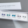 Five Pair Hexagon Crystal Stud Earrings Multicolor view 3