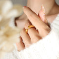 Open Dual Tip Geometric Ring In Gold Or Steel Tone Finish view 3