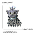 Rhinestone Crown Cat Brooch Leaf Body Pink Blue Tones view 7