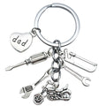 Antique Silver Motorcycle Tool Saw Wrench and Heart Charm Keychain view 5
