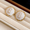 White Keyhole Studs