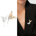 Matte Silver Gold Dual Tone Twin Butterfly Pair Brooch view 2