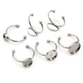 Stainless Steel Open Rings With Twin Ball Cabochon Settings view 2