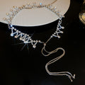 Silver Rhinestone Zigzag Drop Pull Adjustable Necklace view 6
