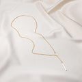 Silver Circle Bar Y Lariat Chain Necklace Stick Drop view 4