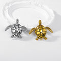 Black Silver Tone Sea Turtle Two Designs Metal Brooch Pin view 3