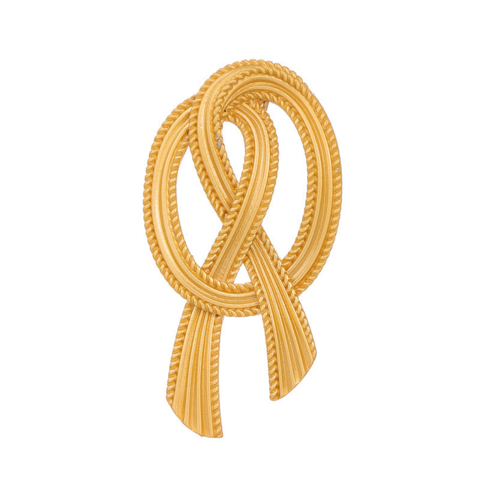 Gold Tone Ribbon Bow Two Designs Metal Brooch Pin for Jackets and Lapels