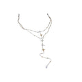 Silver Double Layer Crystal Star Tassel Necklace Piece view 5