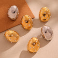 Egg Shape Czech Crystal Dome Stud Earrings Gold Steel view 2