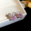Pearl And Crystal Stud Earrings In Three Flower Colors view 6