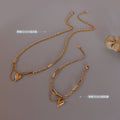 Gold Steel Heart Charm Paperclip Chain Necklace Bracelet view 2