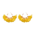Chiffon Flower C Hoop Earrings in Yellow and Turquoise view 5