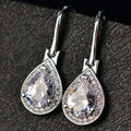 Silver Tone Teardrop Halo Leverback Earrings view 3