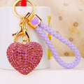Jeweled Heart Keychains with Color-Coordinated Braided Wrist Loops view 9