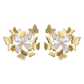 Gold Tone Butterfly Cluster And Clear Stone Flower Stud Earrings view 5